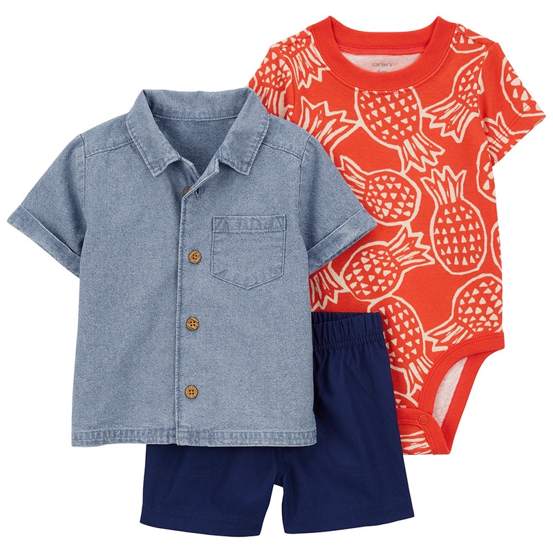 Baby Boys’ 3-Piece Pineapple Little Short Set 1Q474210 3 Months