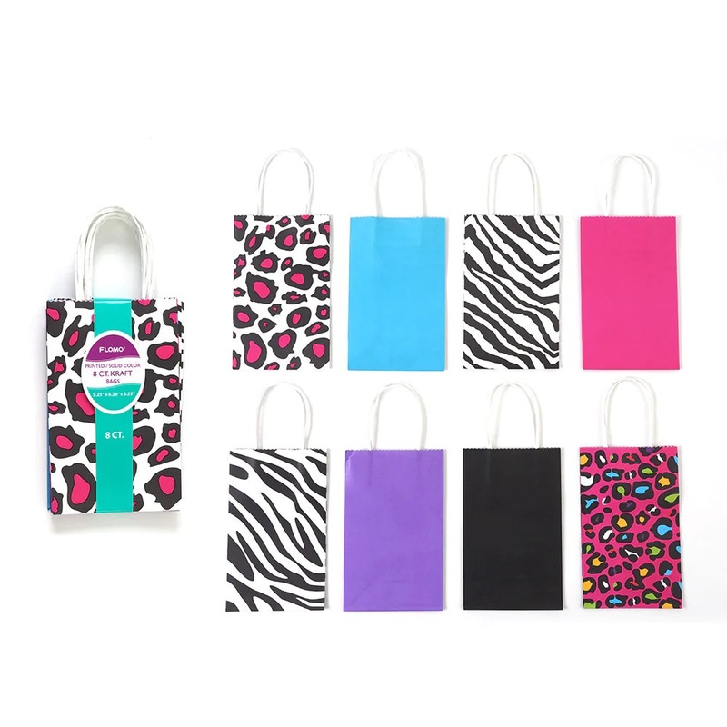8-Pack Animal Print Kraft Gift Bags KFV761NM
