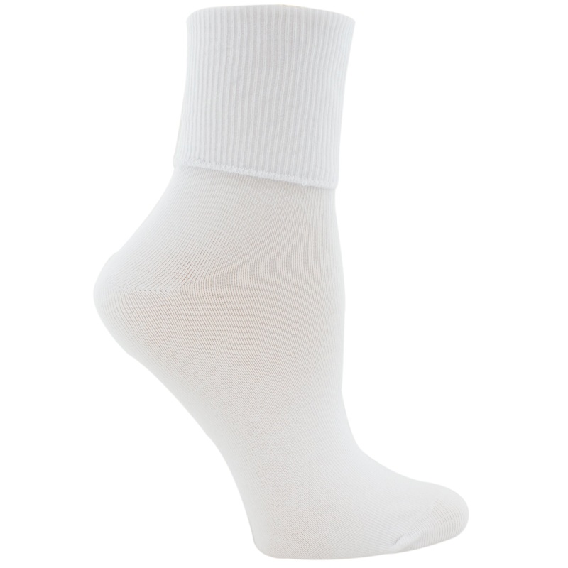 Women’s Turn Cuff Socks 2200 White Large 9-11