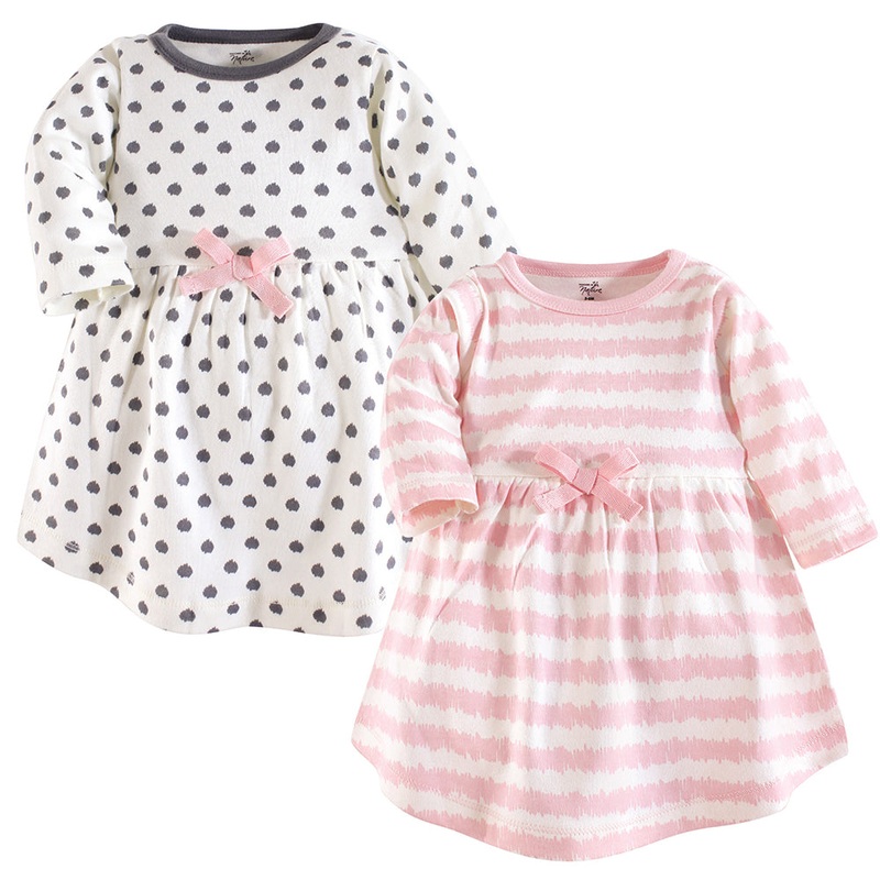 2-Pack Baby Girls’ Pink & Gray Scribble Dresses 66350 0-3 Months