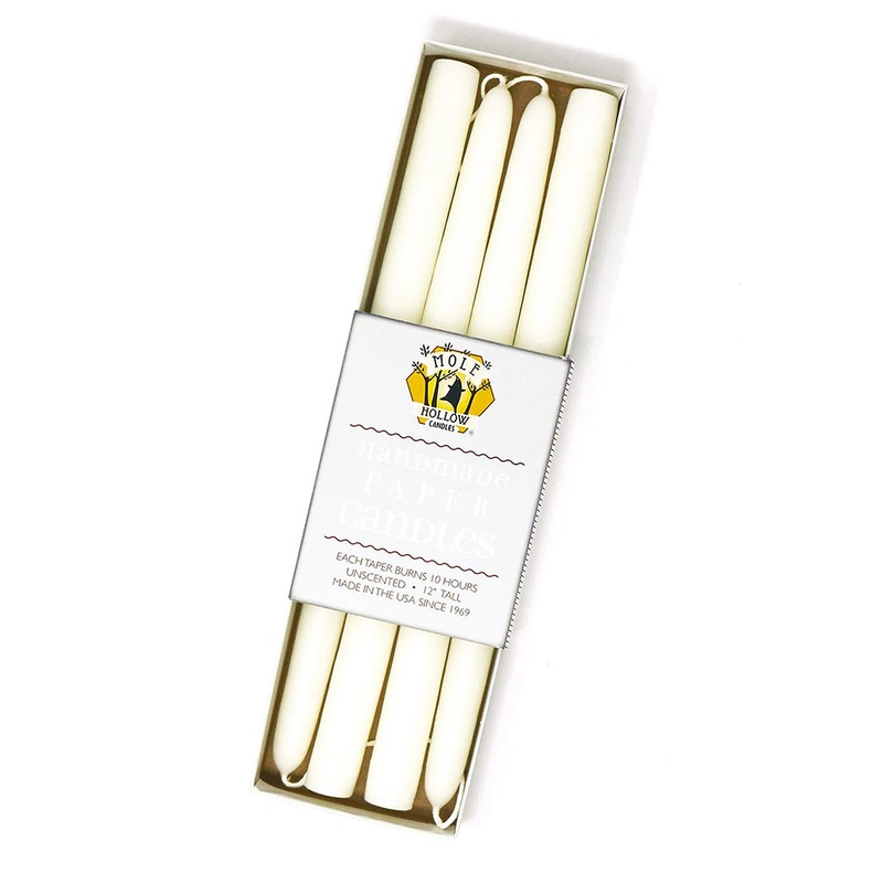 12″ Taper Candles Set of 4 Shell White