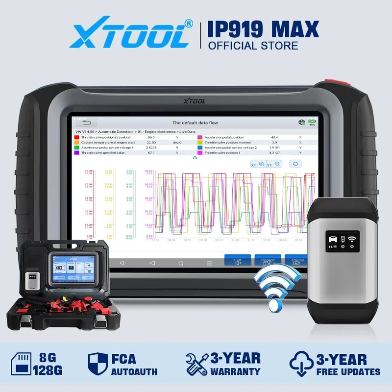 XTOOL InPlus IP919 MAX Bluetooth Car Diagnostic Tools ECU Programming J2534 Bi-directional 42+ Resets Scanner With Topology FCA IP919 MAX FULL SET CHINA