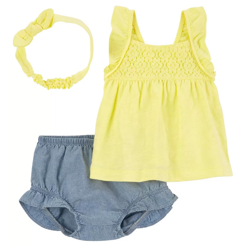 Baby Girls’ 3-Piece Chambray Diaper Cover Set 1R018610 NB