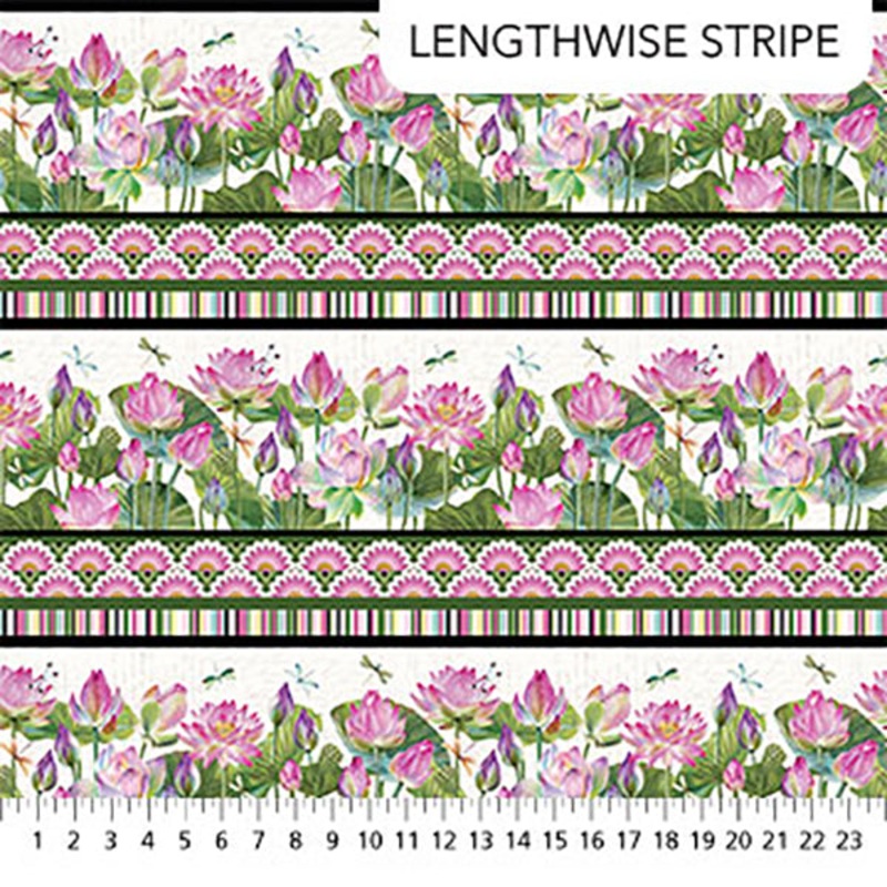 Water Lilies Collection Stripe Cotton Fabric DP25056 Multi Colors