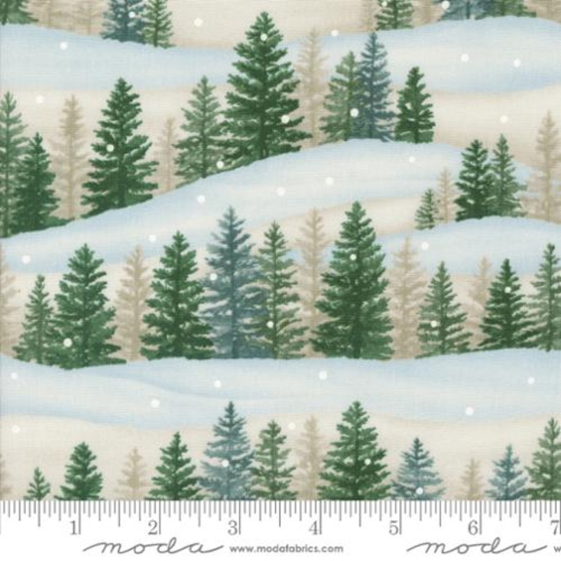 Woodland Winter Collection Tree Landscape Cotton Fabric 56091 Natural