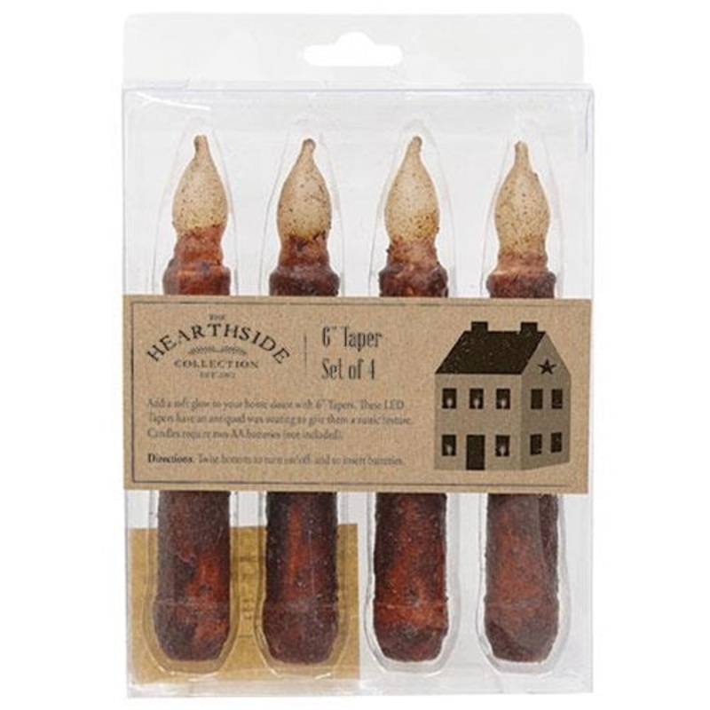 4-Pack LED Taper Candles G8488 Burnt Burgundy