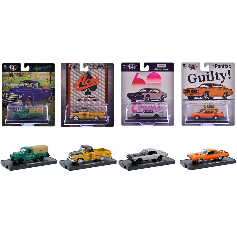 “Auto-Drivers” Set of 4 pieces in Blister Packs Release 127 Limited Edition to 7500 pieces Worldwide 1/64 Diecast Model Cars by M2 Machines