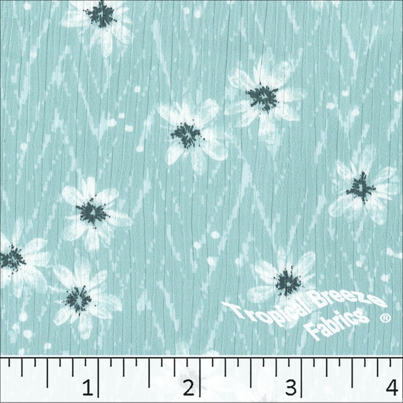Yoryu Floral Print Polyester Fabric 048519 Aqua