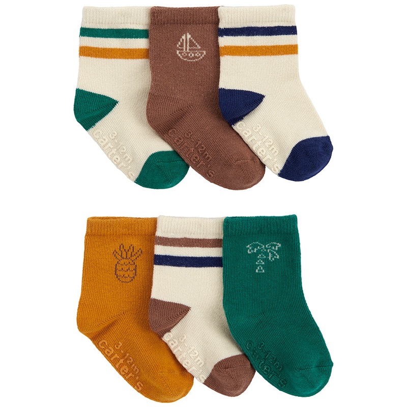 Baby Boys’ 6-Pack Tropical Striped Socks 1Q547710 Newborn