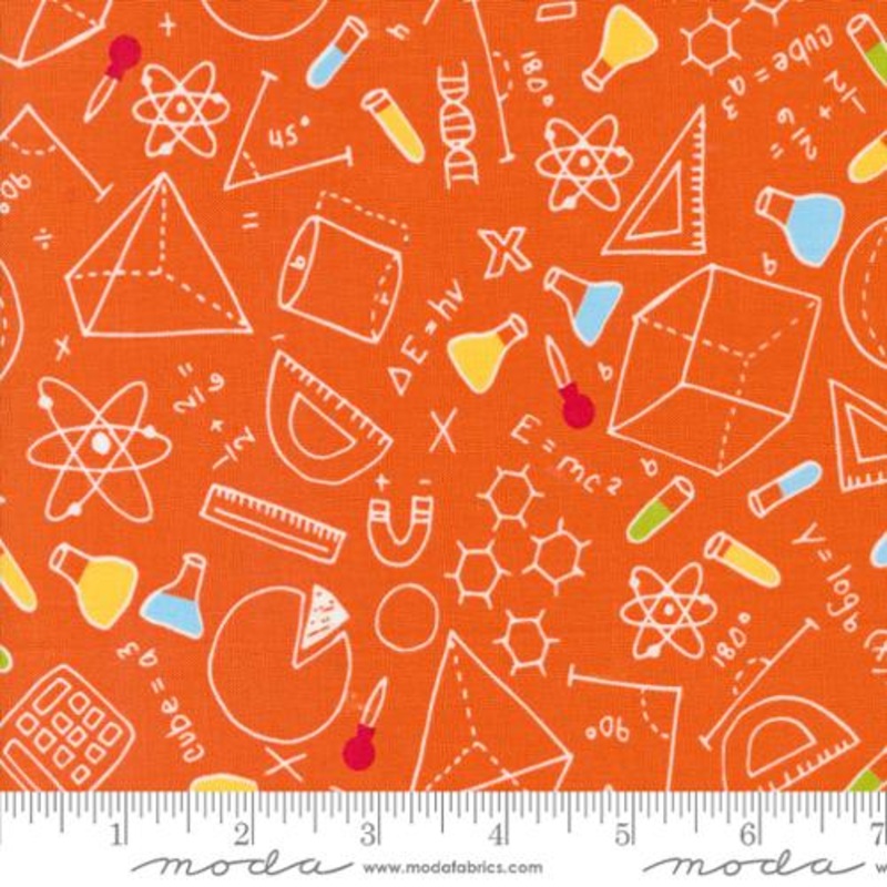 Back to School Collection Math N Science Cotton Fabric 20892 Orange