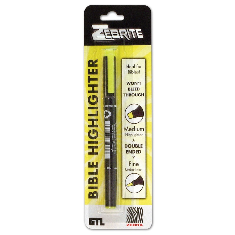 Zebrite Double-Ended Bible Highlighter 720 Yellow