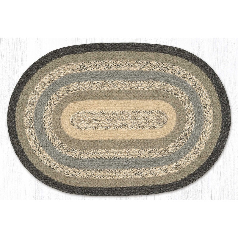 Braided Jute Rug-Charcoal and Gray C-903 20 x 30