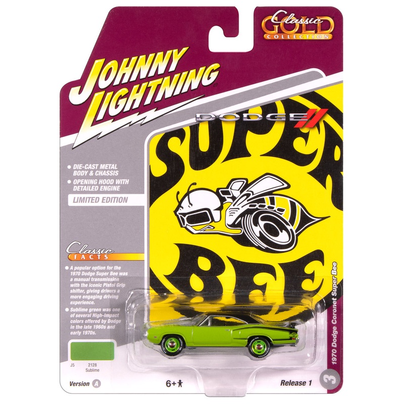 “PRE-ORDER” Johnny Lightning Classic Gold 1970 Dodge Super Bee (Sublime w/Flat Black Roof) 1:64 Scale Diecast (DUE OCTOBER 2025)