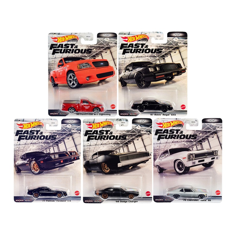 “Retro Entertainment 2022” “Fast and Furious” 5 piece Set Diecast Model Cars by Hot Wheels