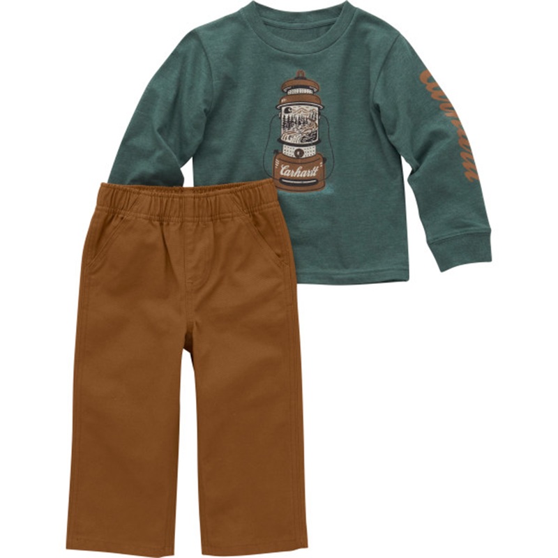 Baby Boys’ 2-Piece Long Sleeve T-Shirt & Canvas Pant Set CG8954 12 Months