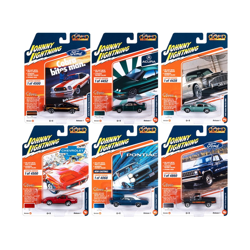 “Classic Gold Collection” 2023 Set A of 6 Cars Release 1 1/64 Diecast Model Cars by Johnny Lightning