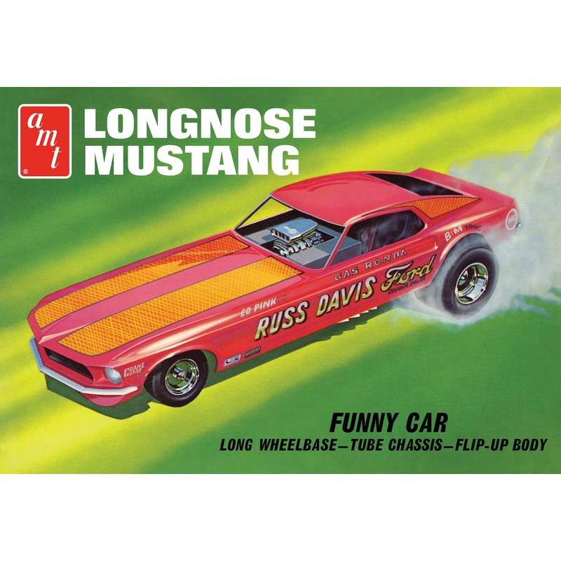 “PRE-ORDER” AMT 1969 Ford Mustang Long Nose Funny Car “Gas Ronda” 1:25 Scale Model Kit (DUE LATE OCTOBER 2025)