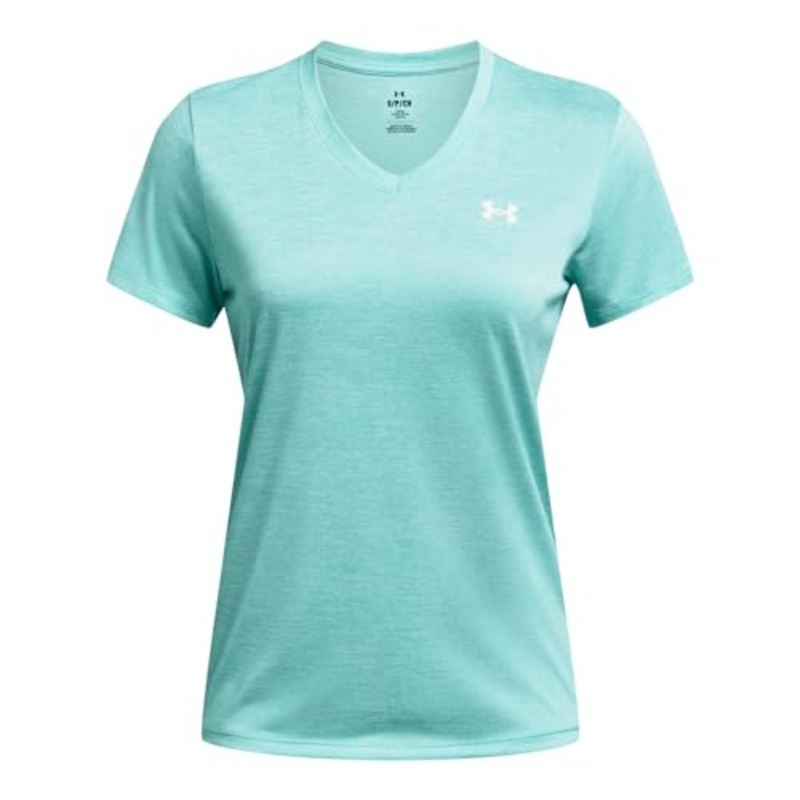 Women’s UA Tech Twist V-Neck T-Shirt 1384227 Radial Turquoise/White Small