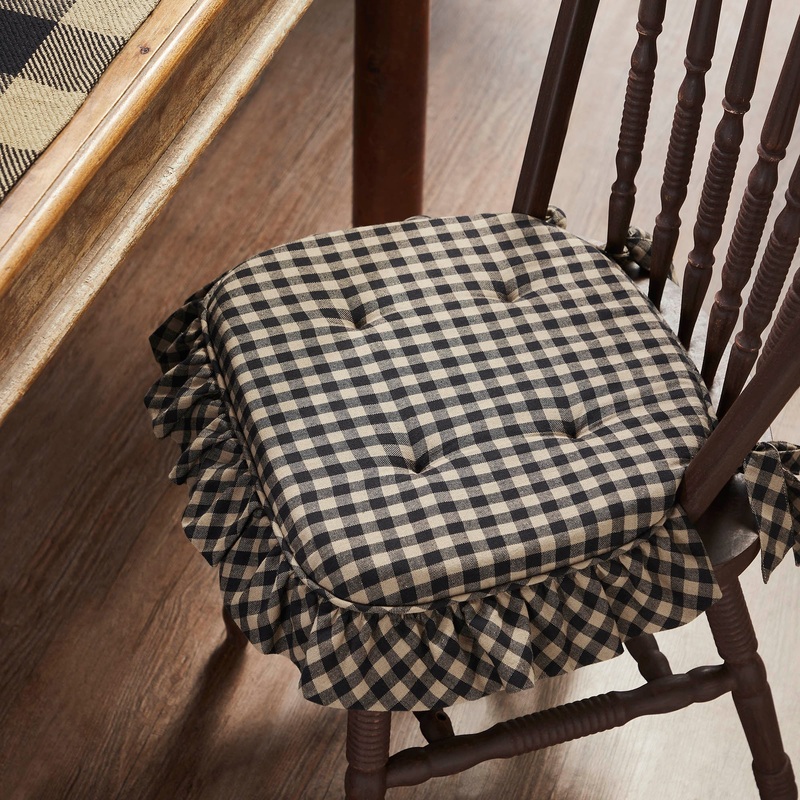 Black Check Ruffled Chair Pad 84756