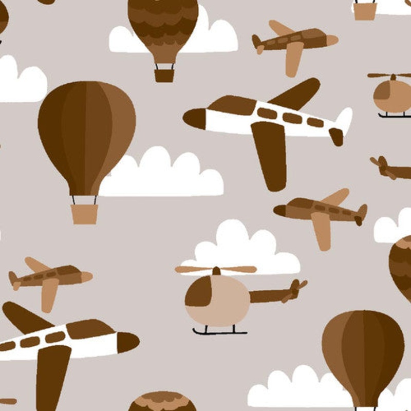 Air Travel Cotton Flannel Fabric 1063-90 Brown