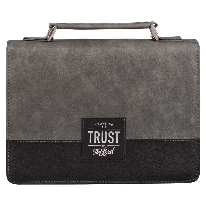 Trust In The Lord Gray And Black Bible Cover BBL727