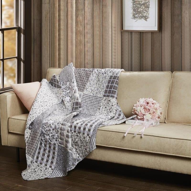 Charming Grays Patchwork Quilted Throw DQT10077