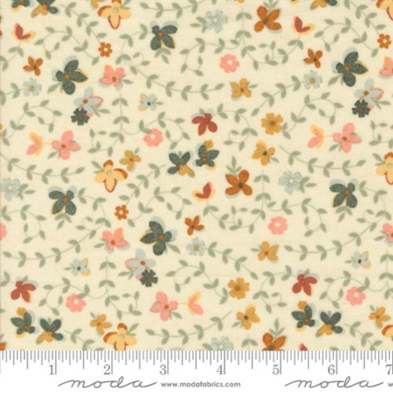 Acorn Hollow Collection Gather Florals Cotton Fabric 30761 Ecru