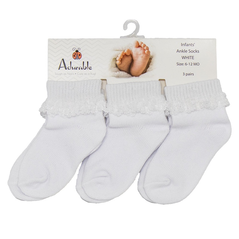 3-Pack Baby Ankle Socks with Lace A2003 0-6 Months