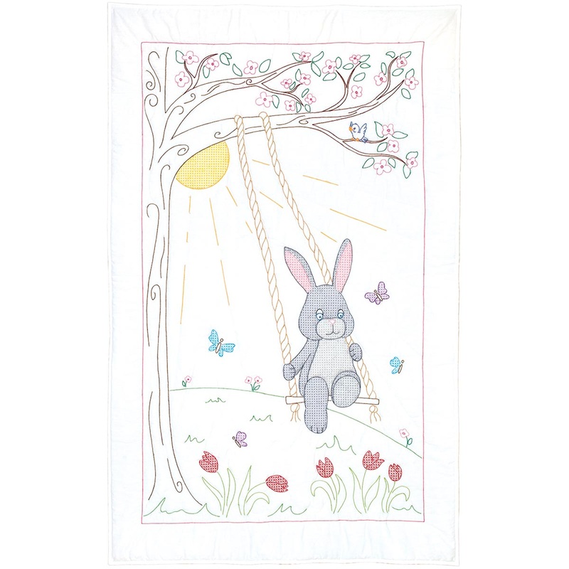 Swinging Bunny Crib Quilt Top 4060839