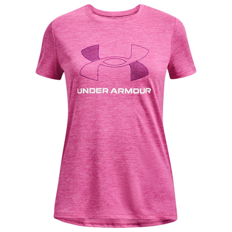 Youth Girls’ Tech Twist Big Logo T-Shirt 1380116 Pink Edge/White Small