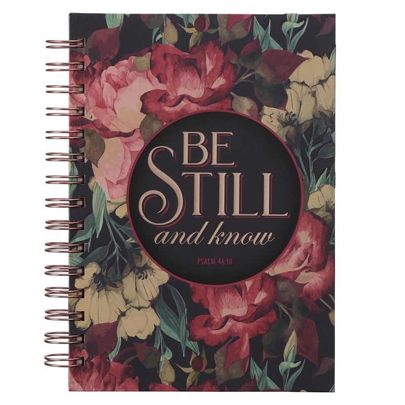 Be Still Vintage Floral Large Wirebound Journal – Psalm 46:10 JLW125