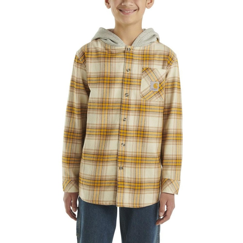 Youth Boys’ Flannel Button-Front Hooded Shirt CA8195 Small