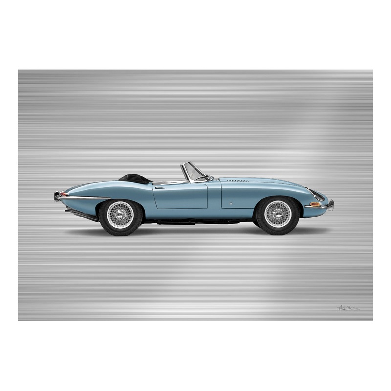 Jaguar E-type Series 1 Roadster – 85cm Half Tone Flat Bed Print – Side View