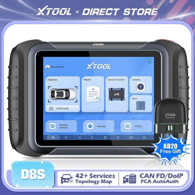 XTOOL D8S Car Diagnostic Tools Bidirectional Scan Tool Automotive Scanner ECU Coding Key Programming 42+ Services Topology Map Global Version Australia