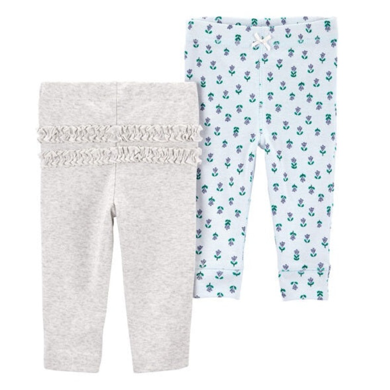 Baby Girls’ 2-Pack Gray Floral Leggings 1R037610-999 Newborn