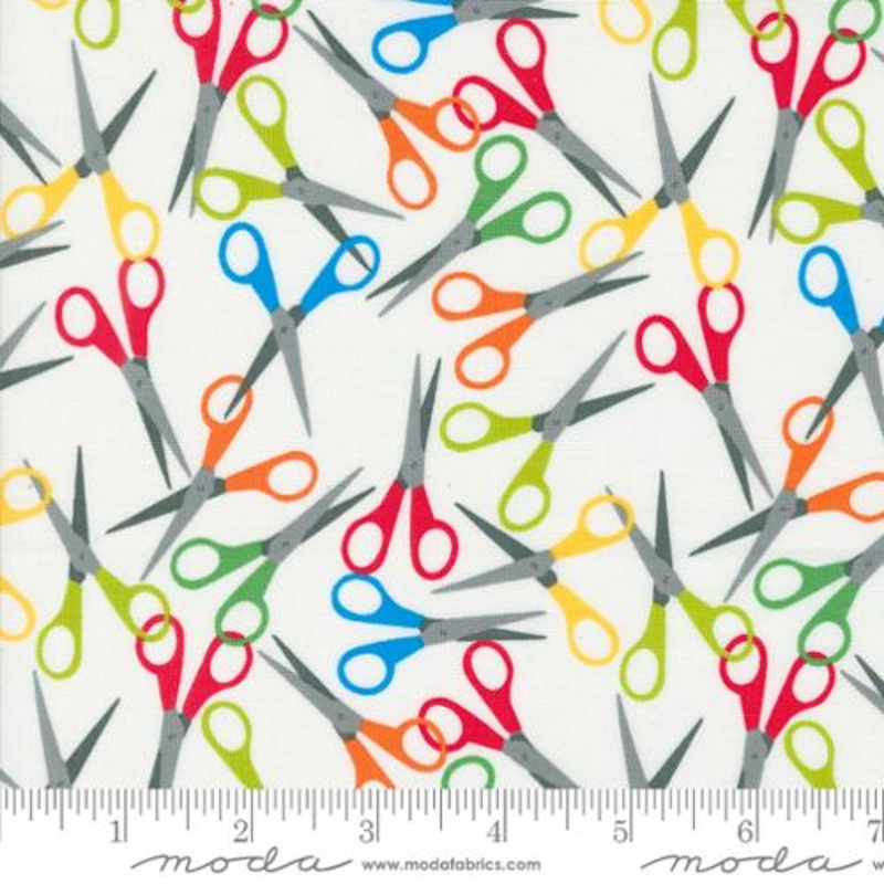 Back to School Collection Scissors Cotton Fabric 20894 White