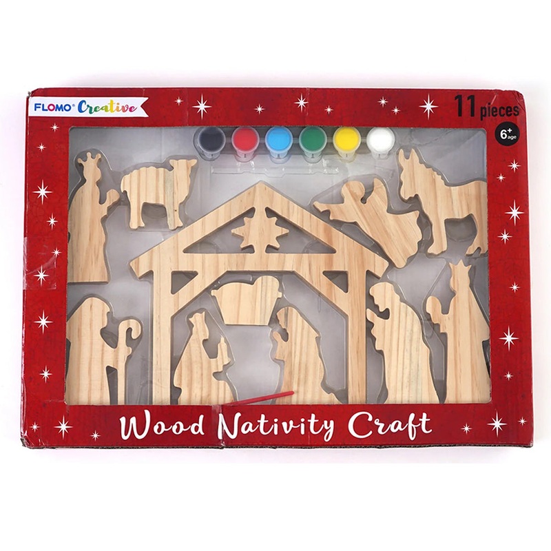 11-Piece Wood Nativity DIY Craft CR709
