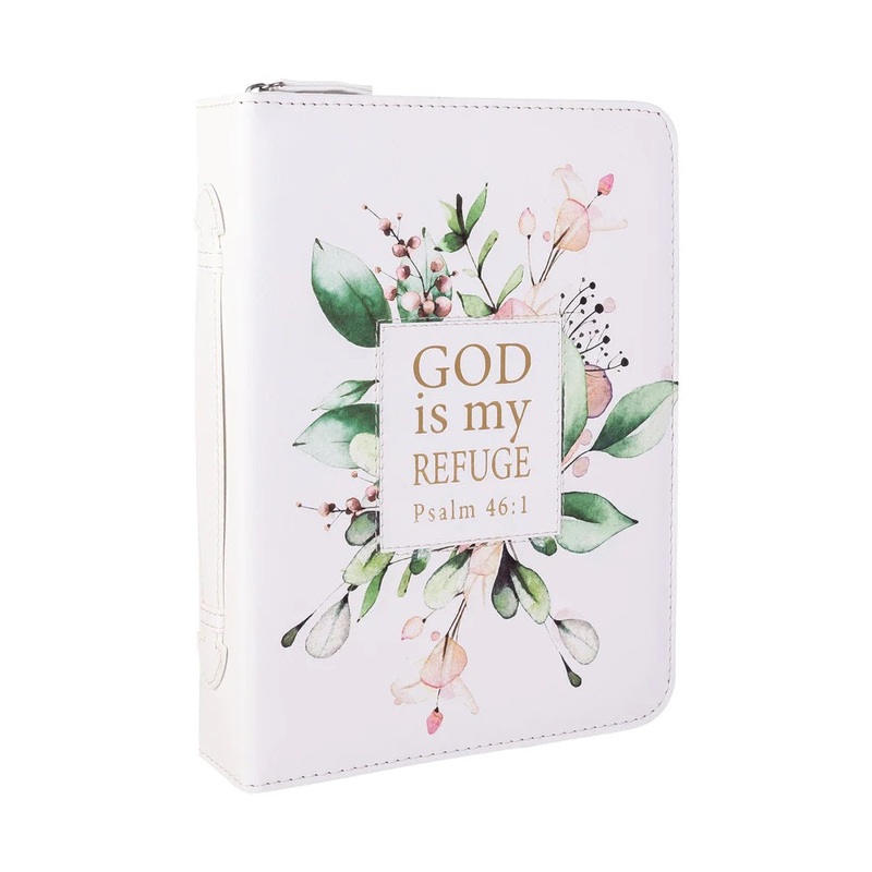 Watercolor Flower God Is My Refuge Bible Cover 32635 Large