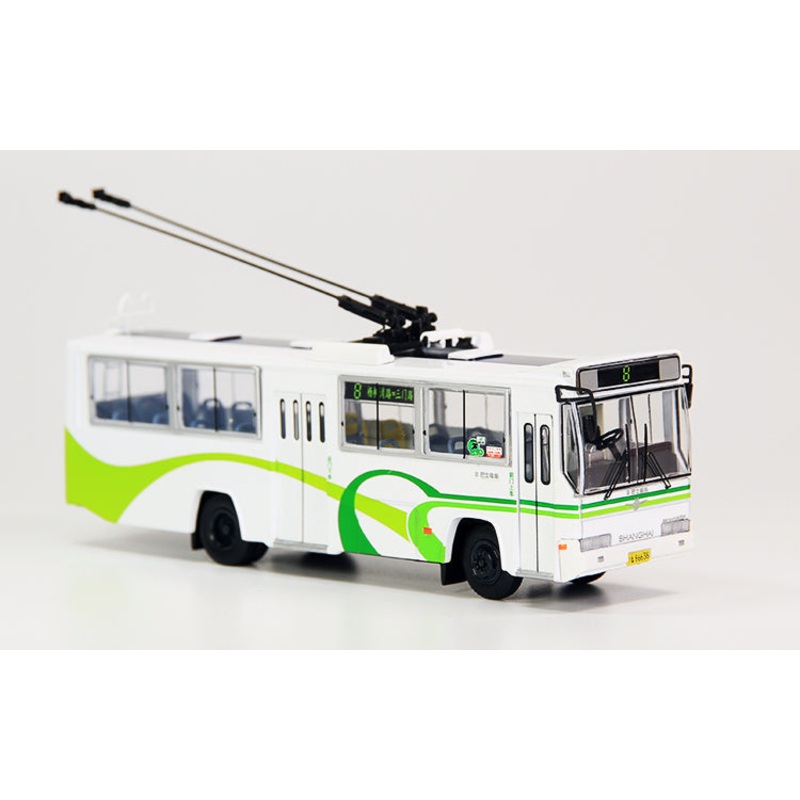 White 1:76 SK5105GP NO.8 Die-Cast Shanghai Trolley Bus Model