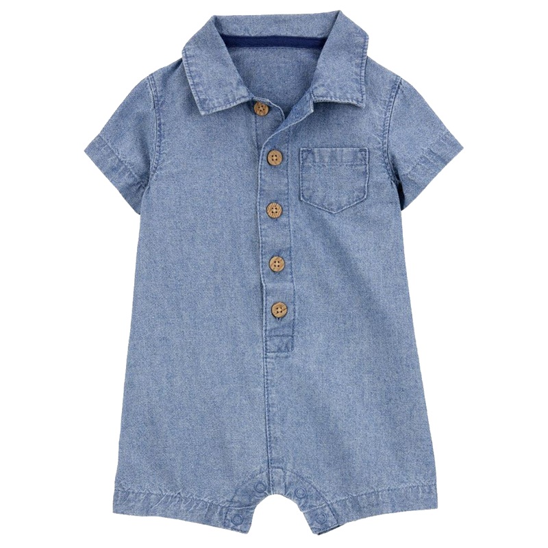 Baby Boy’s Chambray Polo Romper 1S470510 Newborn