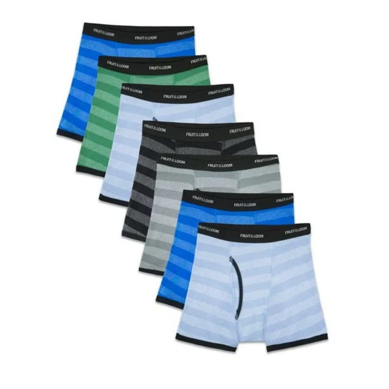 7-Pack Boys’ Stripe CoolZone Boxer Briefs 7EL467B Small