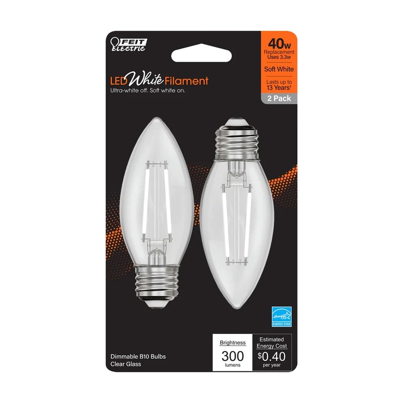 2-Pack 40W LED White Filament E26 Torpedo Tip Light Bulbs BPETC409 2700K Soft White