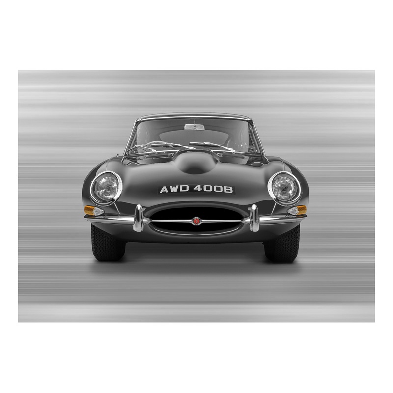 Jaguar E-type Series 1 Coupe – 85cm Half Tone Flat Bed Print – Front View