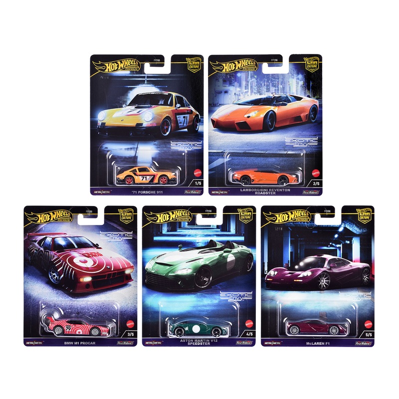 “Exotic Envy” 5 piece Set “Car Culture” 2024 Series G Diecast Model Cars by Hot Wheels