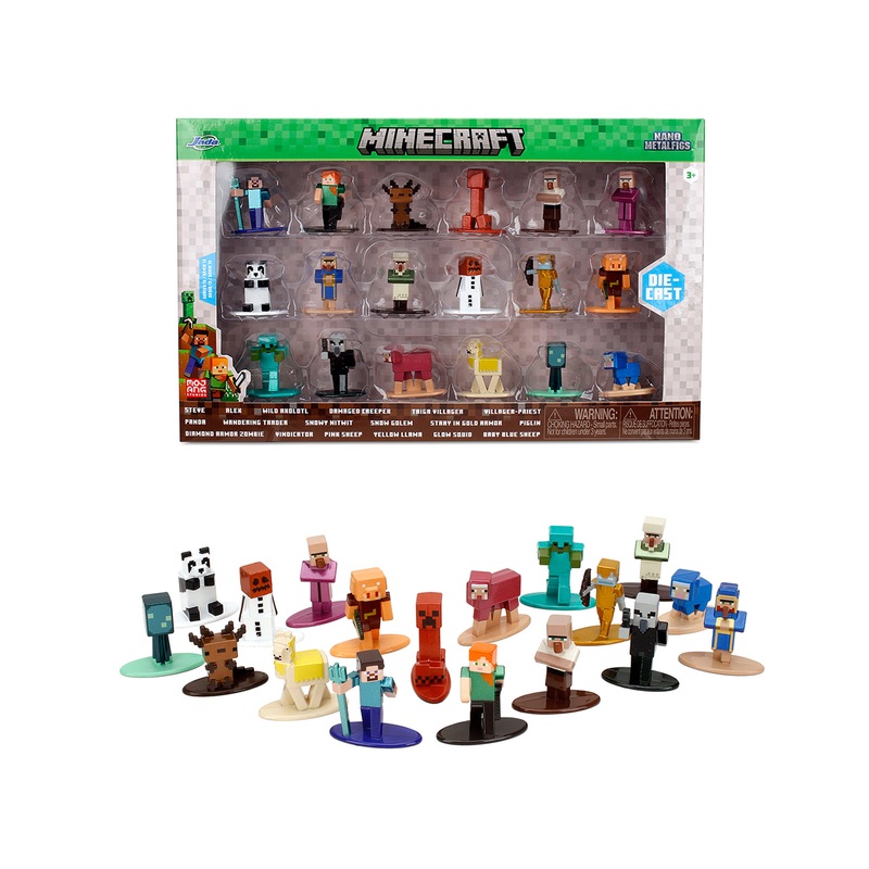 “Minecraft” Set of 18 Diecast Figures Wave 2 “Nano Metalfigs” Series by Jada