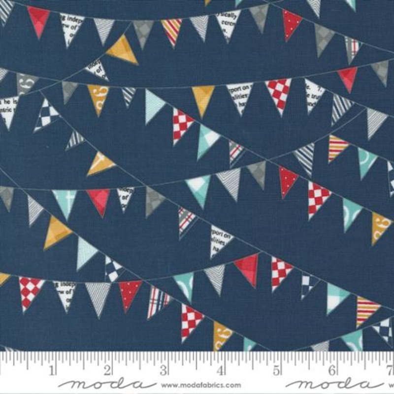 Vintage Collection Novelty Flags Cotton Fabric 55652 Navy