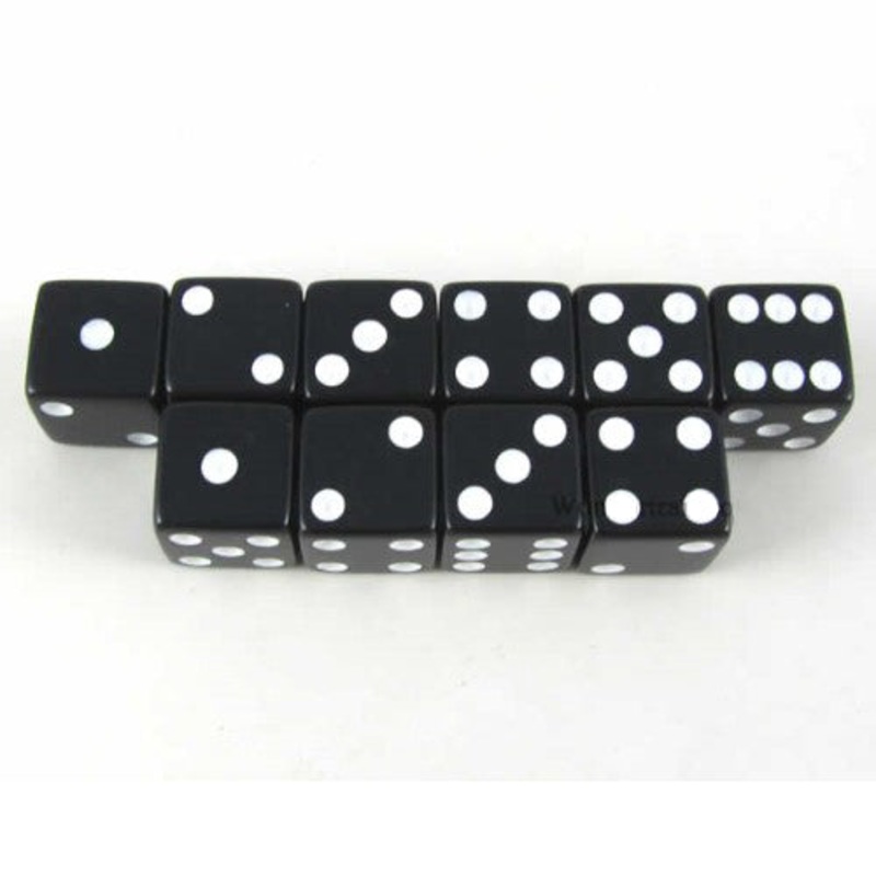 10-Pack 16mm Dice Black, White