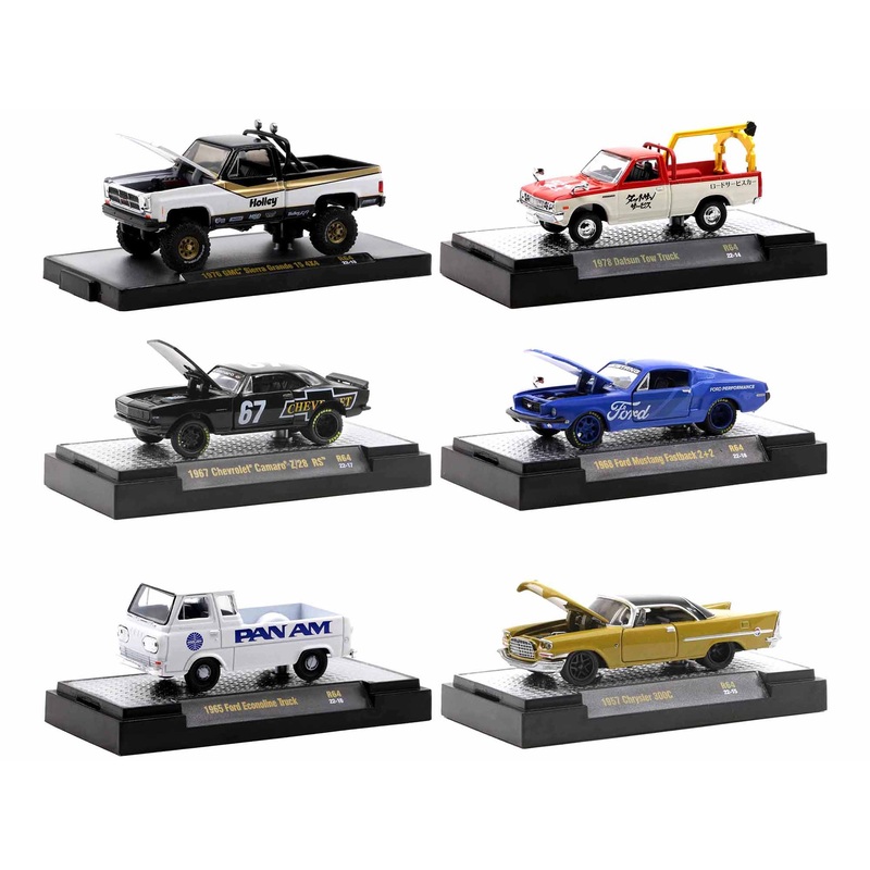 “Auto Meets” Set of 6 Cars IN DISPLAY CASES Release 64 Limited Edition to 9600 pieces Worldwide 1/64 Diecast Model Cars by M2 Machines