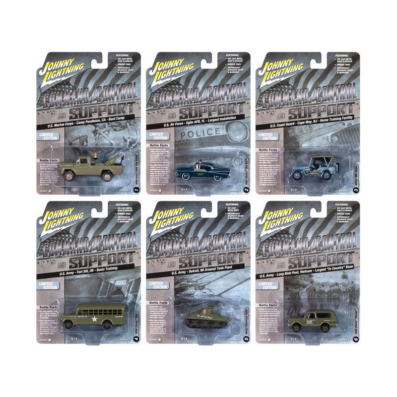 “Military” Set B of 6 pieces 2024 Release 2 Limited Edition Diecast Models by Johnny Lightning