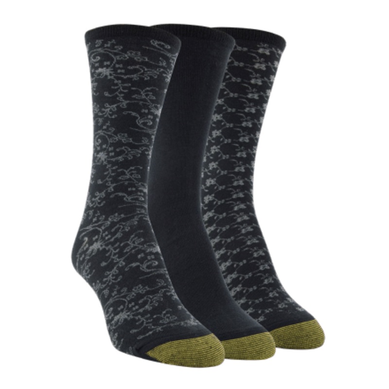 3-Pack Women’s Ultra Soft Floral Scroll Socks 5979 Black